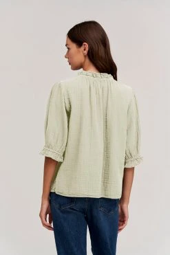 Velvet By Graham & Spencer ROSA COTTON GAUZE RUFFLE TOP 5 Velvet By Graham & Spencer ROSA COTTON GAUZE RUFFLE TOP