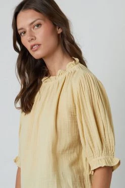 Velvet By Graham & Spencer ROSA COTTON GAUZE RUFFLE TOP