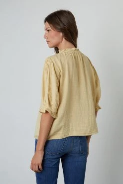 Velvet By Graham & Spencer ROSA COTTON GAUZE RUFFLE TOP
