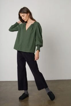 Velvet By Graham & Spencer Womens RYLEE COTTON GAUZE BLOUSE