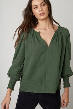 Velvet By Graham & Spencer Womens RYLEE COTTON GAUZE BLOUSE