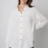 Velvet By Graham & Spencer SAWYER COTTON GAUZE BUTTON-UP TOP