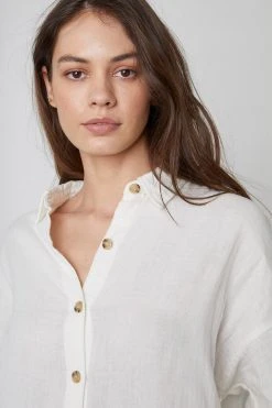 Velvet By Graham & Spencer SAWYER COTTON GAUZE BUTTON-UP TOP