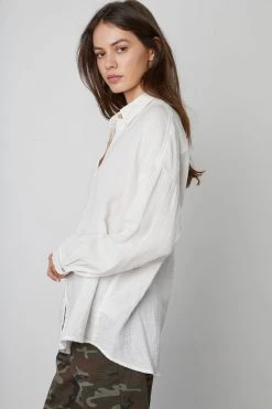 Velvet By Graham & Spencer SAWYER COTTON GAUZE BUTTON-UP TOP