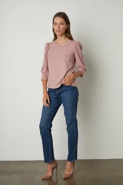 Velvet By Graham & Spencer Womens ANGELINA PUFF SLEEVE TEE