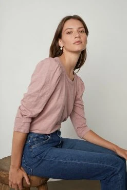 Velvet By Graham & Spencer Womens ANGELINA PUFF SLEEVE TEE