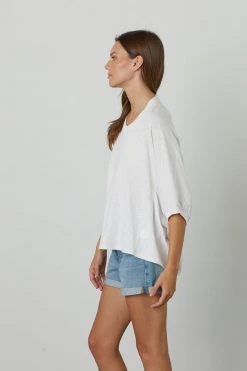 Velvet By Graham & Spencer Womens HELEN 3/4 SLEEVE OVERSIZED TEE