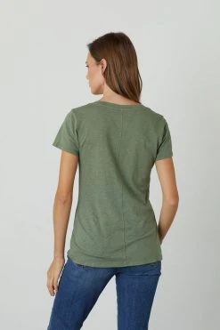 Velvet By Graham & Spencer Womens LILITH COTTON SLUB V-NECK TEE