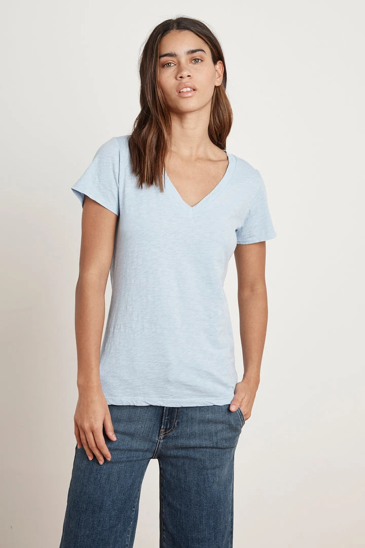 Velvet By Graham & Spencer LILITH COTTON SLUB V-NECK TEE Womens 15 Velvet By Graham & Spencer LILITH COTTON SLUB V-NECK TEE Womens