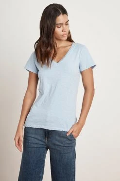 Velvet By Graham & Spencer LILITH COTTON SLUB V-NECK TEE Womens 38 Velvet By Graham & Spencer LILITH COTTON SLUB V-NECK TEE Womens