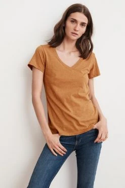 Velvet By Graham & Spencer LILITH COTTON SLUB V-NECK TEE Womens 33 Velvet By Graham & Spencer LILITH COTTON SLUB V-NECK TEE Womens