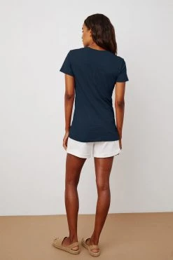 Velvet By Graham & Spencer Womens LILITH COTTON SLUB V-NECK TEE