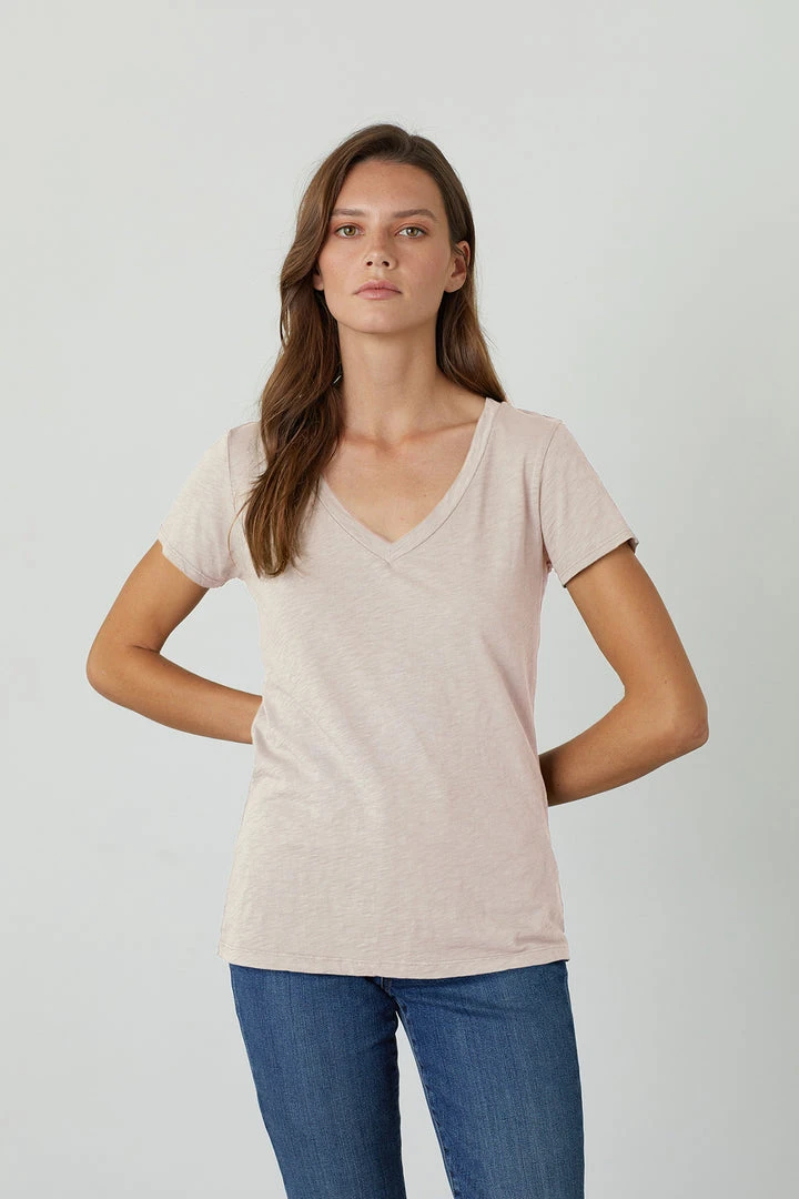 Velvet By Graham & Spencer LILITH COTTON SLUB V-NECK TEE Womens 3 Velvet By Graham & Spencer LILITH COTTON SLUB V-NECK TEE Womens