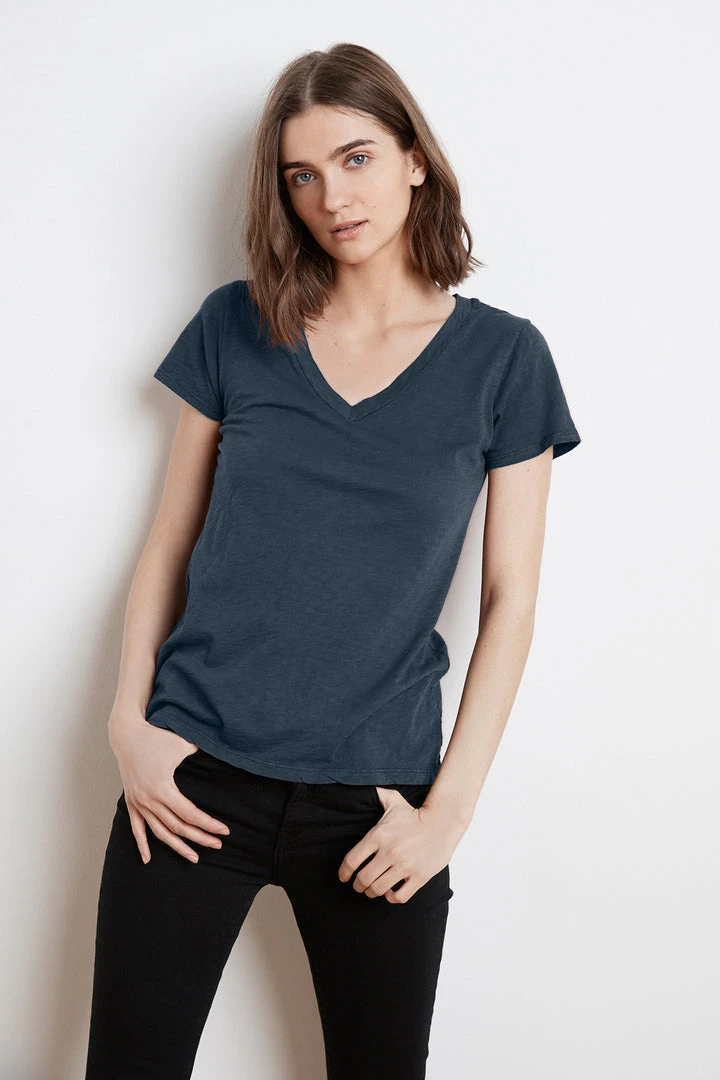 Velvet By Graham & Spencer LILITH COTTON SLUB V-NECK TEE Womens 18 Velvet By Graham & Spencer LILITH COTTON SLUB V-NECK TEE Womens