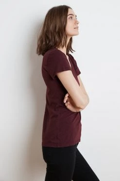 Velvet By Graham & Spencer LILITH COTTON SLUB V-NECK TEE Womens 44 Velvet By Graham & Spencer LILITH COTTON SLUB V-NECK TEE Womens
