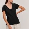 Velvet By Graham & Spencer Womens LILITH COTTON SLUB V-NECK TEE