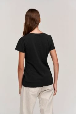 Velvet By Graham & Spencer Womens LILITH COTTON SLUB V-NECK TEE