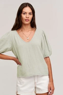 Velvet By Graham & Spencer Womens LOUISA PUFF SLEEVE TOP