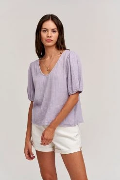 Velvet By Graham & Spencer Womens LOUISA PUFF SLEEVE TOP