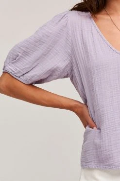 Velvet By Graham & Spencer Womens LOUISA PUFF SLEEVE TOP