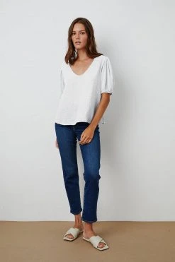 Velvet By Graham & Spencer Womens LOUISA PUFF SLEEVE TOP