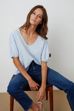 Velvet By Graham & Spencer Womens LOUISA PUFF SLEEVE TOP