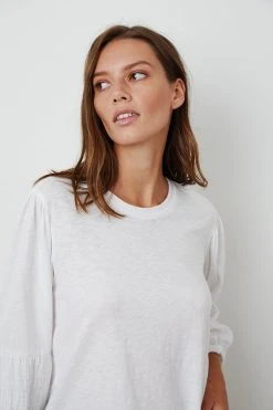 Velvet By Graham & Spencer Womens MARIEL PUFF SLEEVE TEE