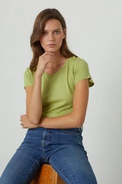 Velvet By Graham & Spencer ODELIA COTTON SLUB CREW NECK TEE