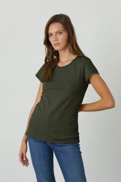 Velvet By Graham & Spencer ODELIA COTTON SLUB CREW NECK TEE