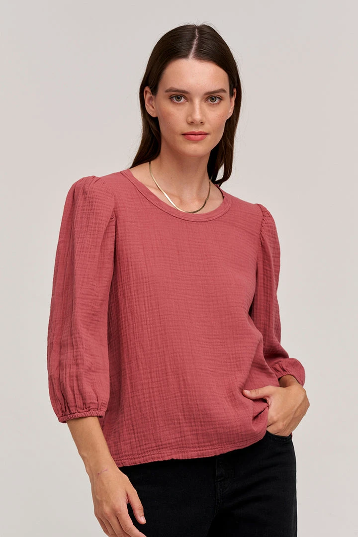 Velvet By Graham & Spencer REEBA COTTON CONTRAST TEE Womens 1 Velvet By Graham & Spencer REEBA COTTON CONTRAST TEE Womens