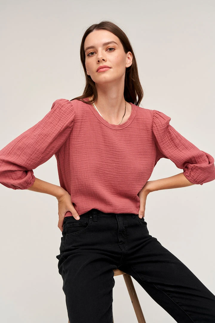 Velvet By Graham & Spencer REEBA COTTON CONTRAST TEE Womens 3 Velvet By Graham & Spencer REEBA COTTON CONTRAST TEE Womens