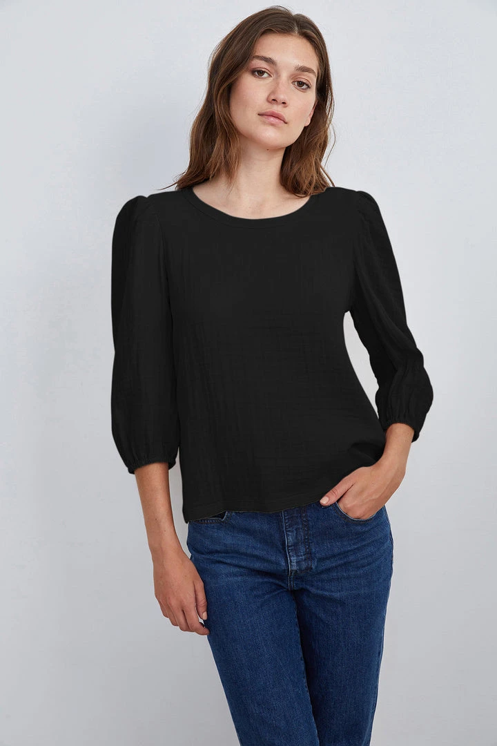 Velvet By Graham & Spencer Womens REEBA COTTON CONTRAST TOP 6 Velvet By Graham & Spencer Womens REEBA COTTON CONTRAST TOP