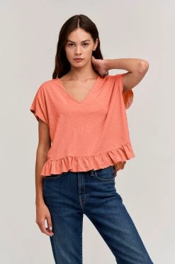 Velvet By Graham & Spencer Womens RHYE V-NECK TEE