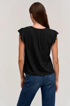 Velvet By Graham & Spencer Womens STACY RUFFLE SLEEVE TANK