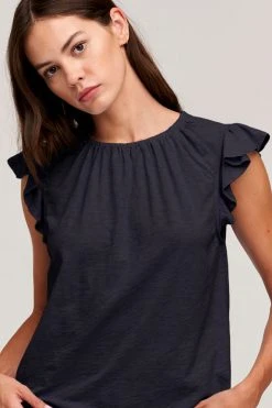 Velvet By Graham & Spencer Womens STACY RUFFLE SLEEVE TANK