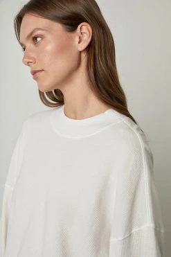 Velvet By Graham & Spencer PAIGE OVERSIZED COTTON THERMAL TEE Womens