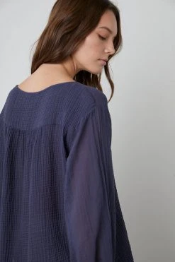 Velvet By Graham & Spencer MARILYN COTTON GAUZE PEASANT BLOUSE