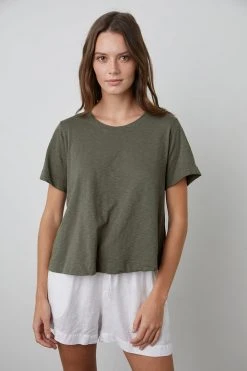 Velvet By Graham & Spencer LULA COTTON SLUB SWING TEE Womens