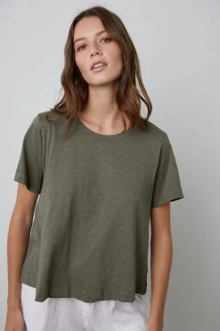 Velvet By Graham & Spencer LULA COTTON SLUB SWING TEE Womens