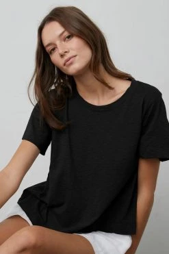 Velvet By Graham & Spencer LULA COTTON SLUB SWING TEE Womens