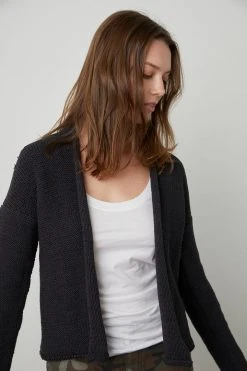 Velvet By Graham & Spencer JAZ TEXTURED TAPE YARN CARDIGAN Womens