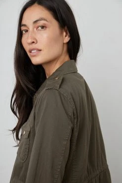 Velvet By Graham & Spencer RUBY LIGHT-WEIGHT ARMY JACKET Womens 59 Velvet By Graham & Spencer RUBY LIGHT-WEIGHT ARMY JACKET Womens