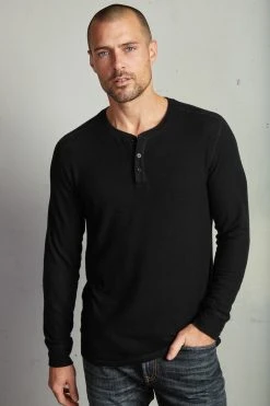 Velvet By Graham & Spencer FAUST MARLED COZY JERSEY HENLEY Mens
