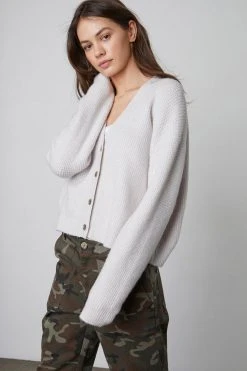 Velvet By Graham & Spencer MAGGIE BUTTON FRONT CARDIGAN Womens