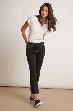 Velvet By Graham & Spencer Womens KAIA MID RISE CONTRAST STITCHING CROP JEAN