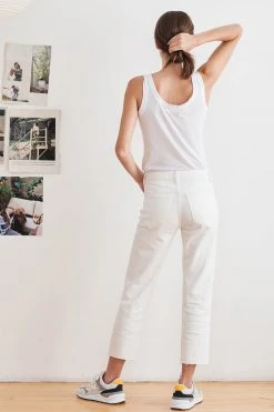 Velvet By Graham & Spencer KAROLINA HI RISE STRAIGHT LEG CUT OFF JEANS Womens