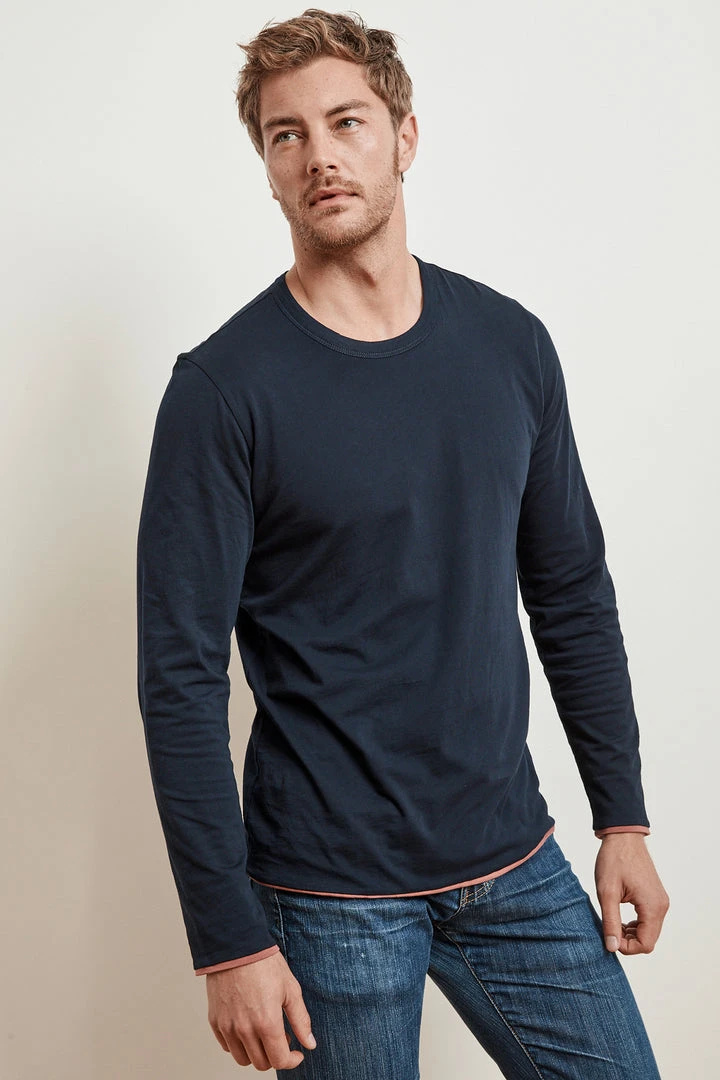 Velvet By Graham & Spencer Mens STEPHEN REVERSIBLE COTTON LONG SLEEVE TEE 1 Velvet By Graham & Spencer Mens STEPHEN REVERSIBLE COTTON LONG SLEEVE TEE