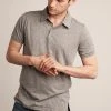 Velvet By Graham & Spencer RANDALL CHARCOAL COTTON SLUB POLO