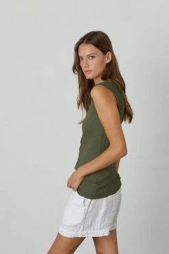 Velvet By Graham & Spencer ESTINA GAUZY WHISPER FITTED TANK TOP