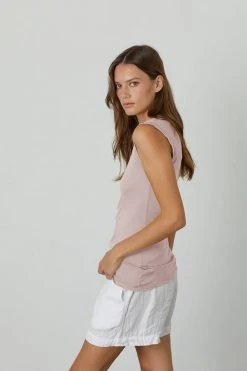 Velvet By Graham & Spencer ESTINA GAUZY WHISPER FITTED TANK TOP